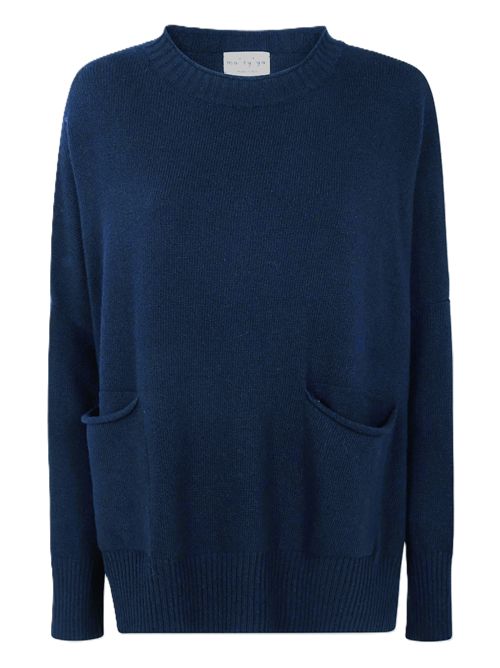 Ma'ry'ya two-pocket sweater poncho Maryya | YRK015B7NAVY