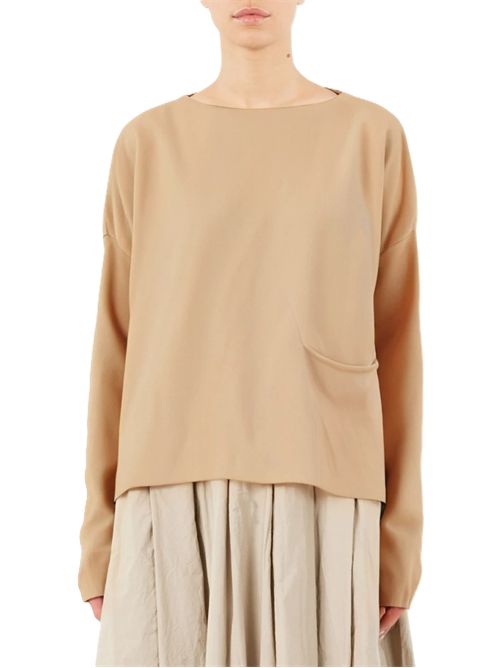 Ma'ry'ya maglione donna bege, lana merino con tasca Maryya | YRK045C6BEIGE