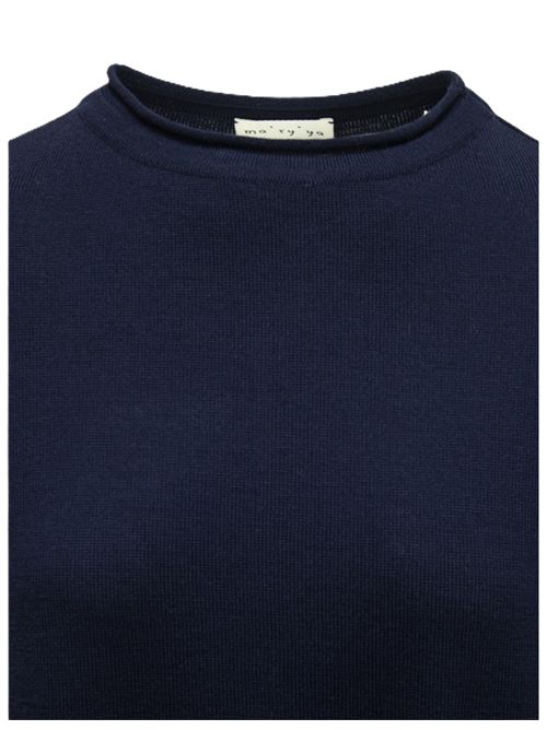 Ma'ry'ya maglione blu navy in lana merino Maryya | YRK064D7NAVY