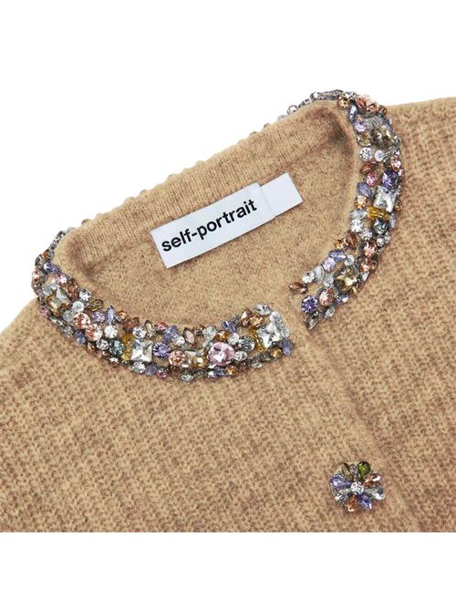 Self Portrait Embellished Trim Cardigan SELF-PORTRAIT | 135C-BRBROWN