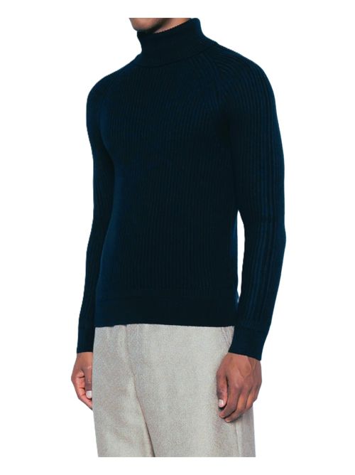 Zanone Maglione a coste con collo alto blu Zanone | 810225ZM284Z1375