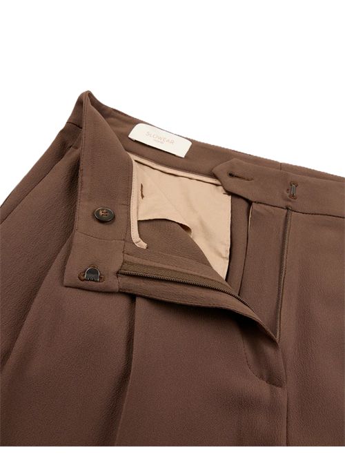 Incotex Pantalone wide fit in crepe de chine misto seta havana Incotex | 173899D8029641