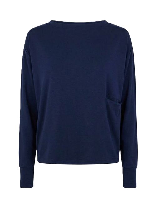 Ma'ry'yaT-shirt scollo a barca a maniche lunghe navy Ma'ry'ya | YSJ100H4NAVY