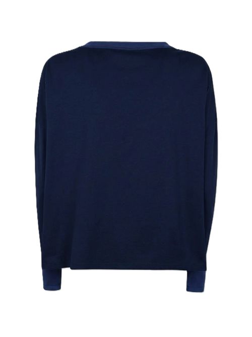 Ma'ry'yaT-shirt scollo a barca a maniche lunghe navy Ma'ry'ya | YSJ100H4NAVY