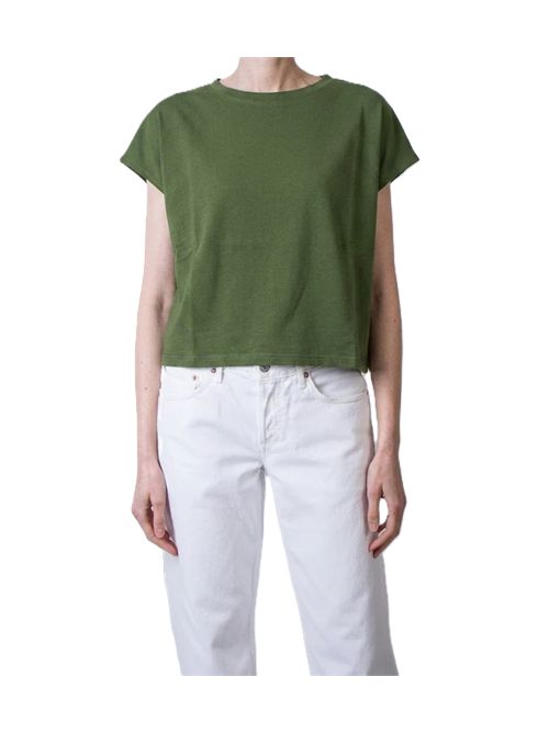 T-shirt over piquet verde Ma'ry'ya | YSJ120I7MOSSGREEN